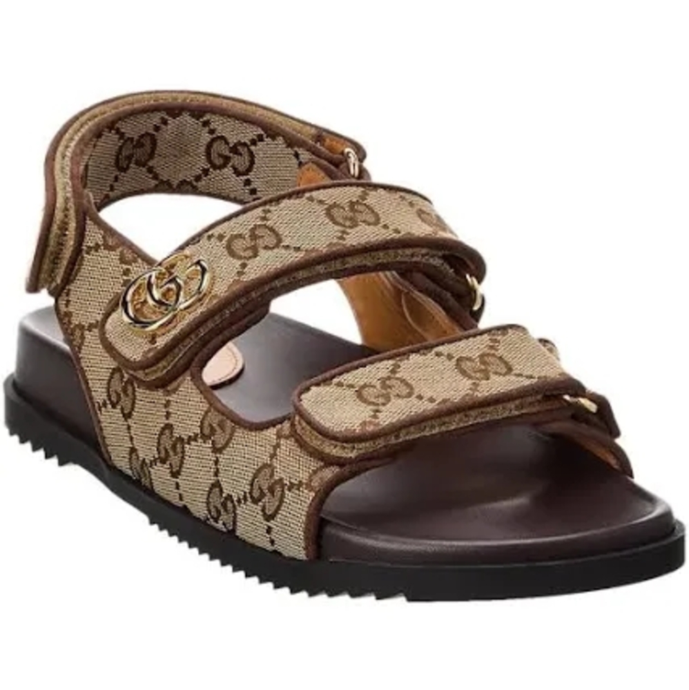 Gucci Brown Sandals with Interlocking Pattern